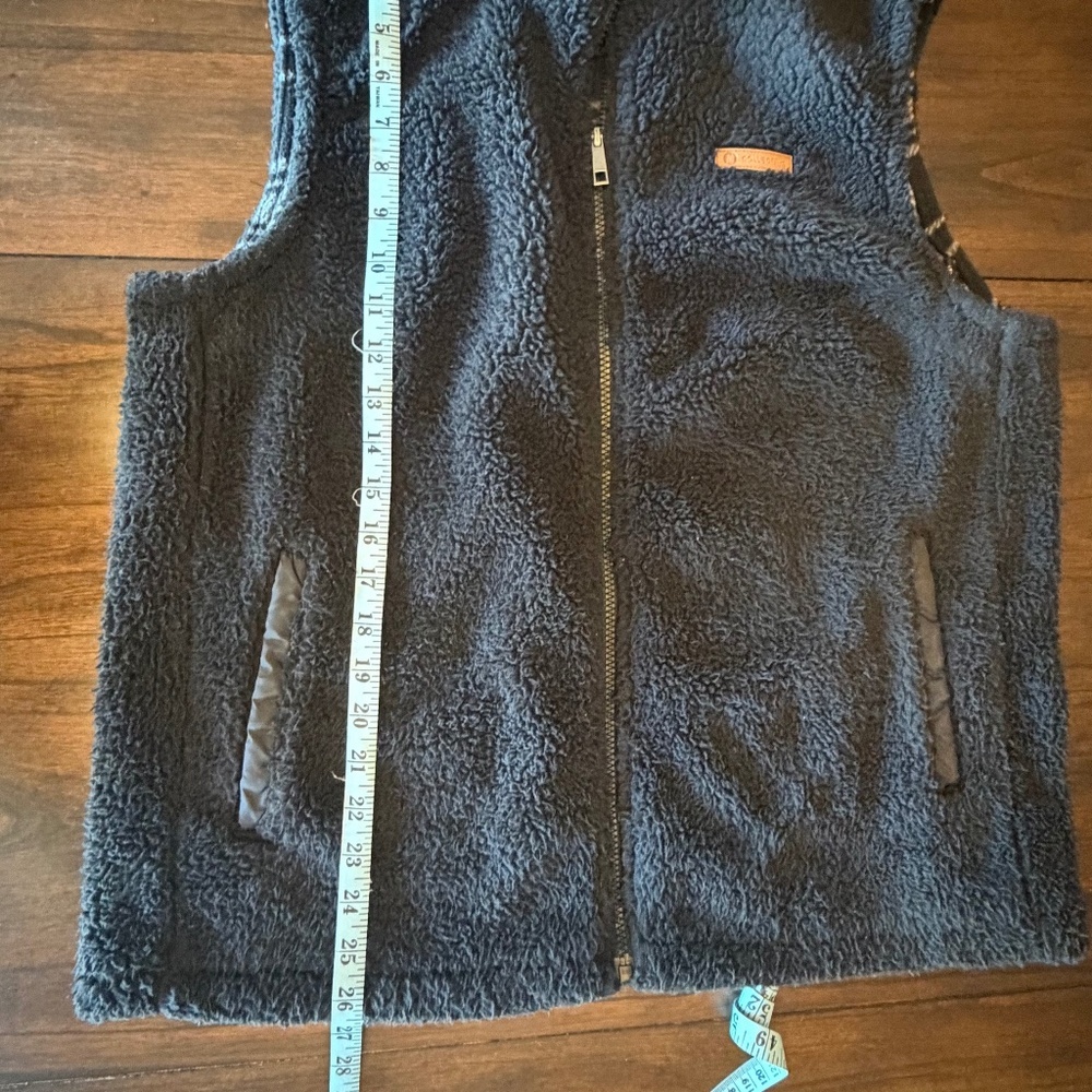 SAGE Collective Women's Black Sherpa Vest Plaid Fleece Lining, Size Large - Picture 11 of 11